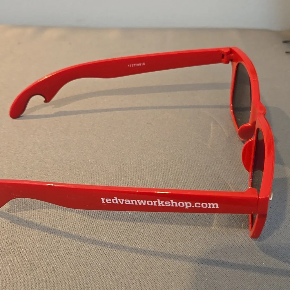 Red sunglasses unisex with bottle opener built in tailgate